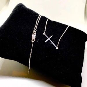 Sterling silver Sideway cross necklace